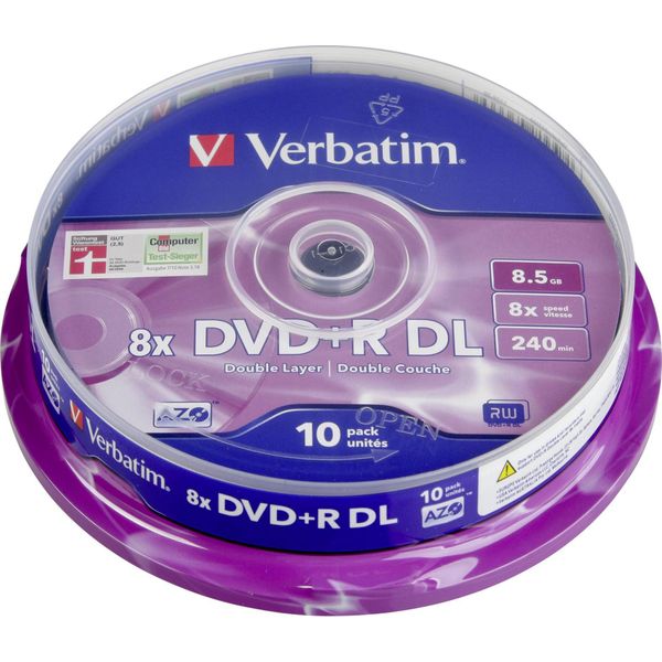 Verbatim Dvd+R(10-Pack) Double Layer/8X/8.5Gb/Spindle-image