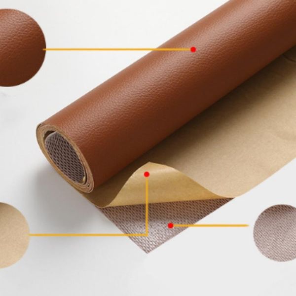 Inf Toppa Di Riparazione Autoadesiva In Pelle Artificiale 50X138 Cm Marrone Chiaro-image