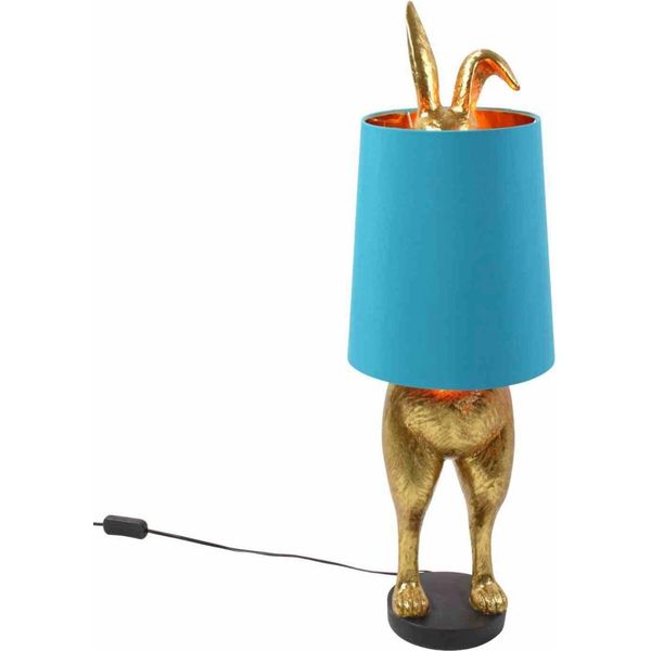 Lampada Da Tavolo Hiding Bunny, Oro/Turchese, Poliresina, 24X24X74 Cm, E27, Cavo: 1,4 M-image