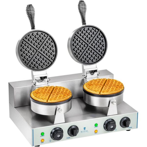 Royal Catering Doppia Piastra Per Waffel Con 2 X 1.300 Watt - Rotonda-image