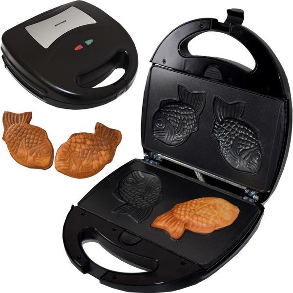 Syntrox Germany Taiyaki Maker Pasticceria Giapponese A Forma Di Pesce Chefmaker SM-1300W Piastre Rimovibili Per Pesci-image