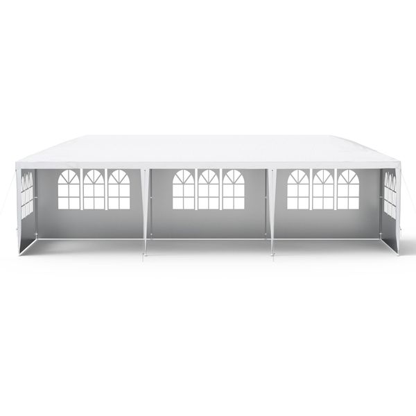 Yuenfong Gazebo Da Giardino 3X9M Tenda Da Giardino Tenda Da Festa Padiglione Impermeabile Costruzione In Acciaio (Bianco, 8 Pareti Laterali)-image