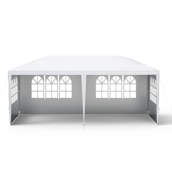 Yuenfong Gazebo Da Giardino 3X6M Tenda Da Giardino Tenda Da Festa Padiglione Impermeabile Costruzione In Acciaio (Bianco, 6 Pareti Laterali)-image