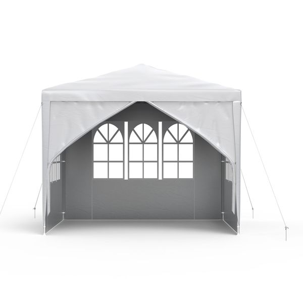 Yuenfong Gazebo Da Giardino 3X3M Tenda Da Giardino Tenda Da Festa Padiglione Impermeabile Costruzione In Acciaio (Bianco, 4 Pareti Laterali)-image