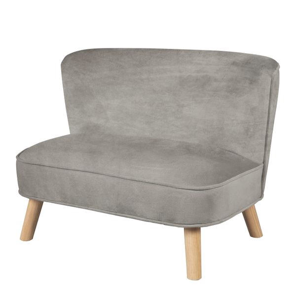 Divano Per Bambini Roba "Lil Sofa"", Comodo Divano Per Bambini, Robusti Piedi In Legno, Tessuto Vellutato Grigio"-image