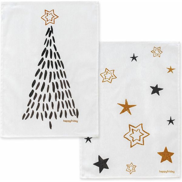 Asciugamano Da Cucina Happyfriday Xmas Color Oro 70 X 50 Cm (2 Pezzi)-image