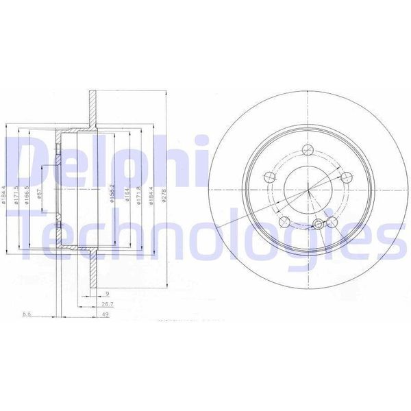 2X Disco Freno Delphi BG4152 Per MERCEDES-BENZ Classe C Modello T (S204)-image