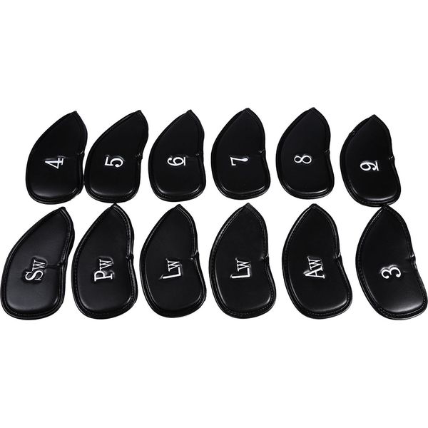 12Pcspoliuretanopelle Nera Golf Club Head Cover Iron Head Cover Protector Set-image