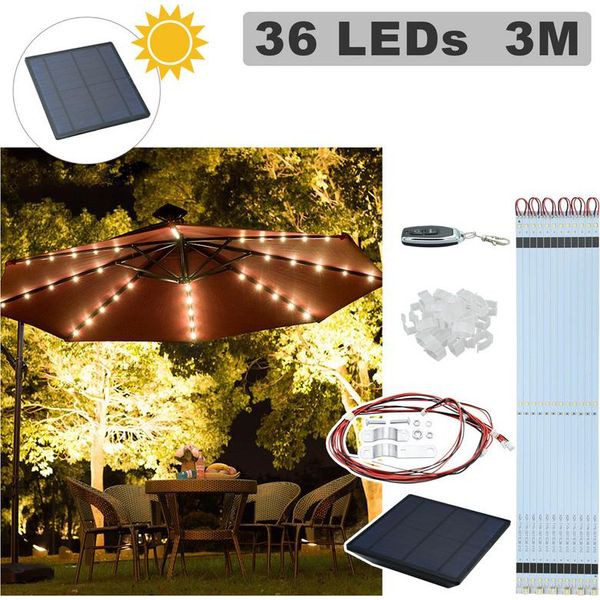 Jopassy Ombrellone Da Giardino Da 3 M Con Led Solare Ombrellone A Lampada Gazebo Ombrellone A Manovella In Alluminio, Grigio, 3 M-image