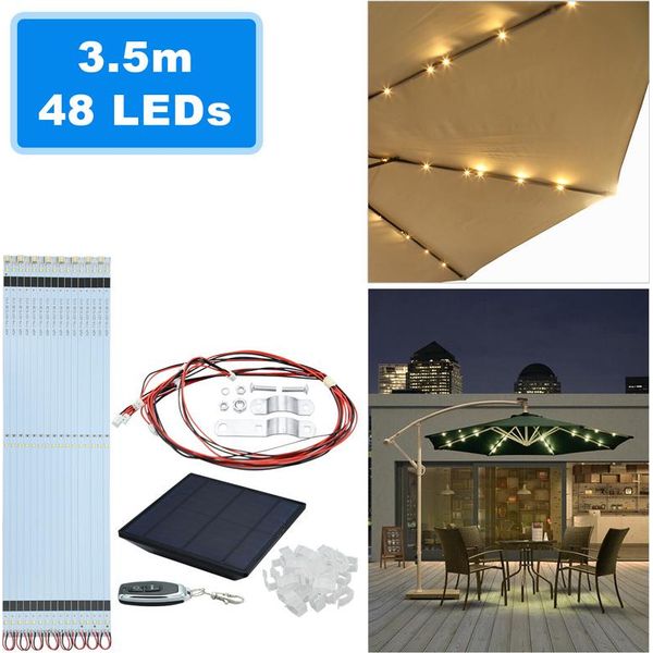 Clanmacy Ombrellone Da 3,5 M Con Led Solare Inclinabile Ombrellone Da Balcone Ombrellone Da Mercato UV30+ Ombrellone Da Giardino حBeigeح3,5 M-image