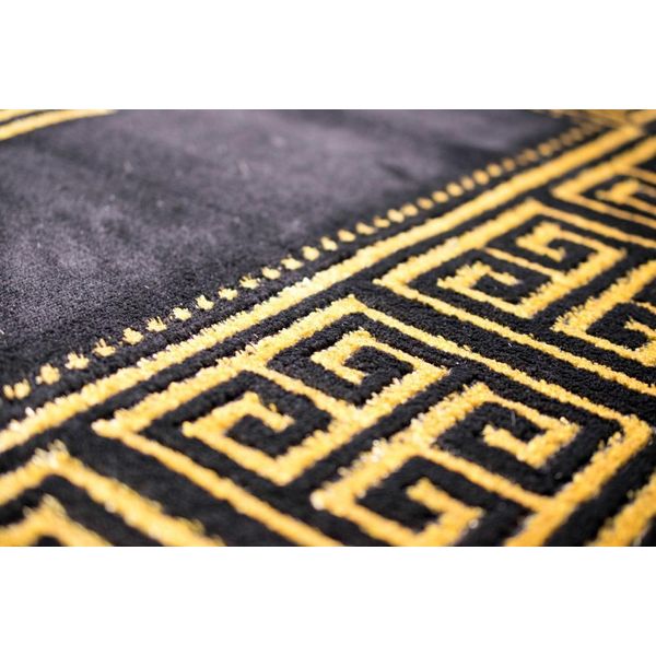 Tappeto Da Salotto Con Bordo A Meandro Nero Oro Dimensioni - 200 X 290 Cm-image