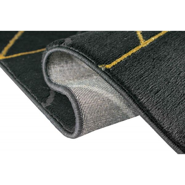 Tappeto Soggiorno Moderno Motivo Geometrico Nero Oro Dimensioni - 120X170 Cm-image