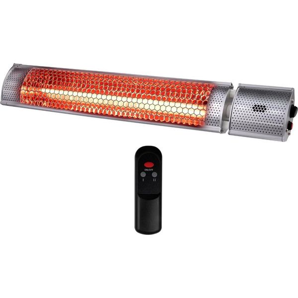 Riscaldatore A Infrarossi Alpina 2000 W – Riscaldatore A Raggi Infrarossi Per Terrazza, Montaggio A Parete, Per Interni Ed Esterni – Riscaldatore Elettrico A Infrarossi Sospeso Con Telecomando – IP55 - 67,5 X 10,5 X 7 Cm-image