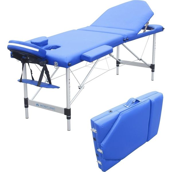Mobiclinic, Lettino Da Massaggio Pieghevole, , CA-01 Plus, 186X60 Cm, Lettino Da Massaggio Con Poggiatesta, Alluminio E Pelle Finta, 3 Parti, Portatile-image