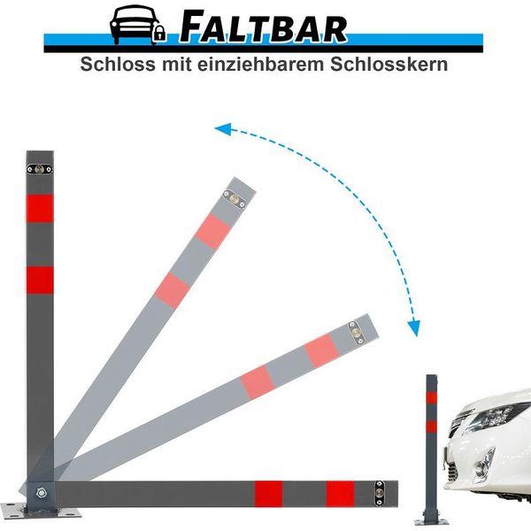 Jiubiaz Pali Di Sbarramento 3 Set Nastro Di Sbarramento Dissuasori Di Sbarramento Barriera Per Parcheggio 65Cm Quadrato Pieghevole-image
