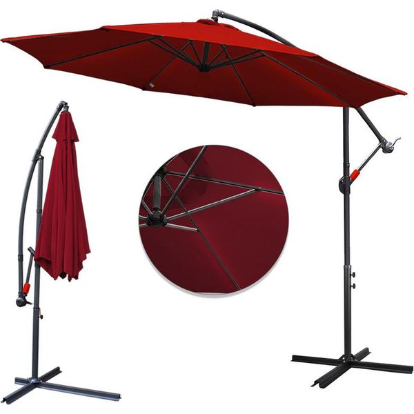 Fiqops 3,5M Ombrellone Giardino Ombrellone Balcone Ombrellone UV40+ Ombrellone Semaforo,Rosso-image