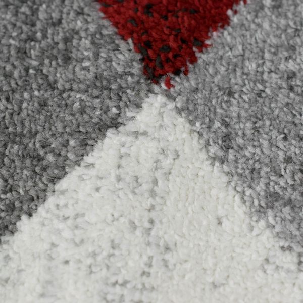 Tappeto Moderno Astratto A Quadri A Onde In Rosso Antracite Dimensioni - 160X220 Cm-image