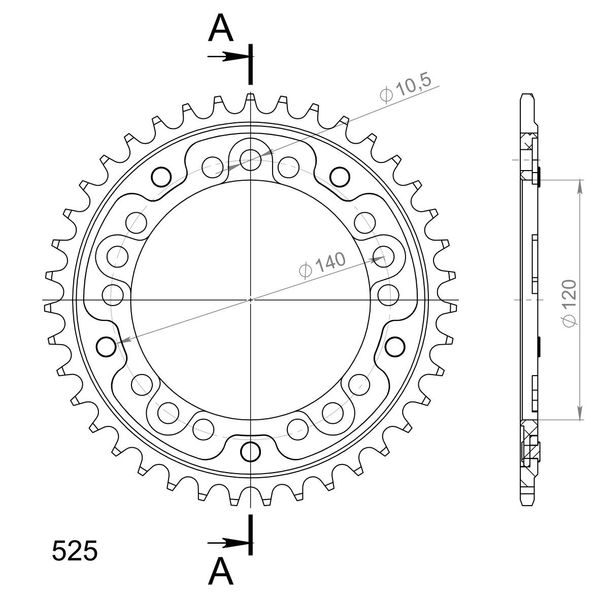 Supersprox Stealth-Kettenrad - 39Z (Oro) RST-1792:39-GLD|ID 120,0 Lk 140,0 5-Loch-image