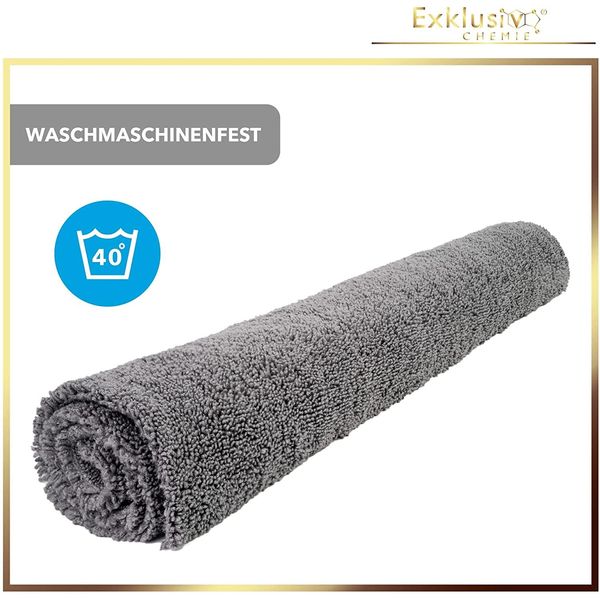 Exklusiv Chemie 2X Panni In Microfibra Senza Bordo Q4 620 Gsm + Spugna Per Lucidare A Mano - 40 X 40 Cm-image
