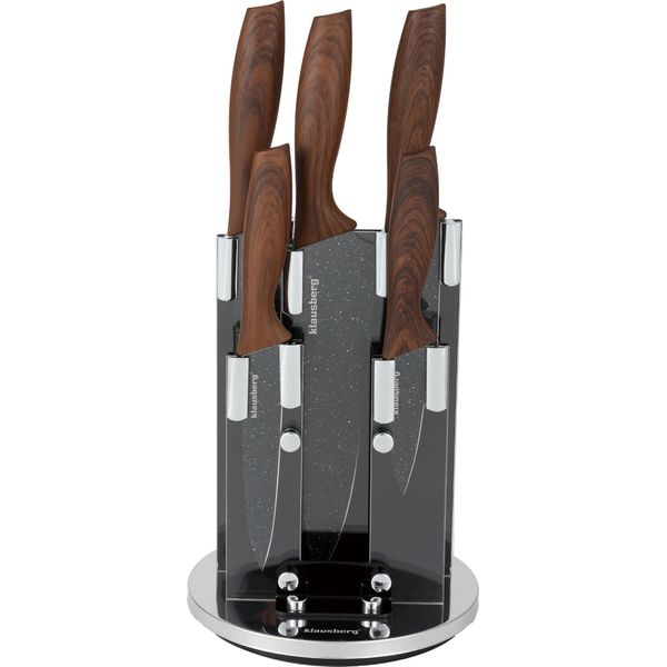 Klausberg Set Di Coltelli Da Cucina In Un Supporto Rotante KB7615-image