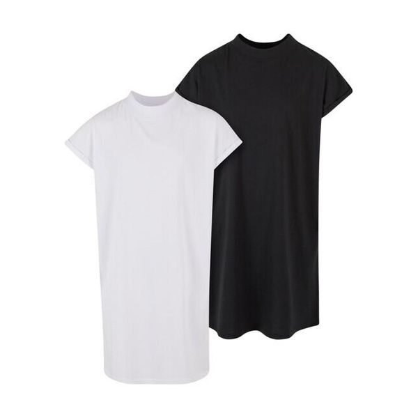 Abito Da Bambina Urban Classics Girls Turtle Extended Shoulder Dress Nero+Bianco - 122/128-image