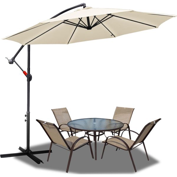 Tolletour Ombrellone Ø3M Incl. Ombrellone Da Giardino Girevole A 360° Ombrellone Da Terrazza Ombrellone Da Mercato Ombrellone Da Spiaggia Protezione Solare Protezione Uv, Beige-image