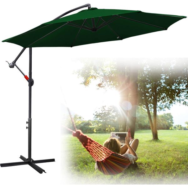 Tolletour Ombrellone Ø3,5 M Incl. Ombrellone Da Giardino Girevole A 360° Ombrellone Da Terrazza Ombrellone Da Mercato Ombrellone Da Spiaggia Protezione Solare Protezione Uv, Verde-image