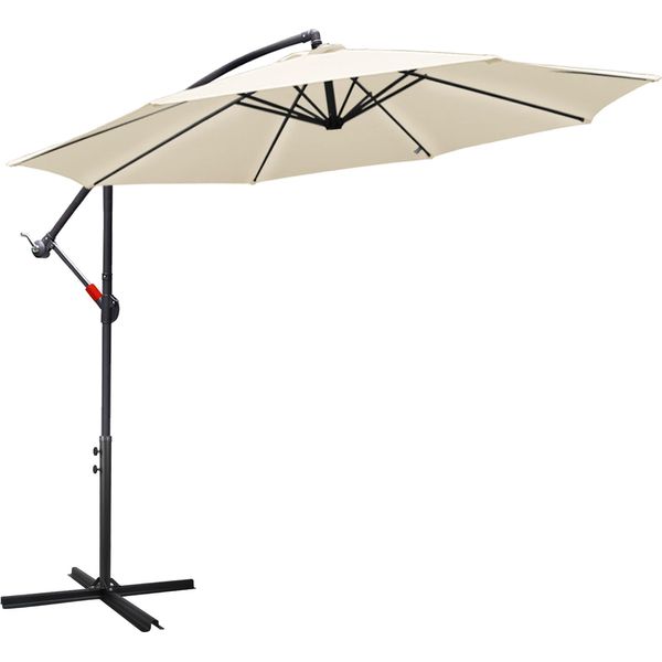 Tolletour Ombrellone Ø3,5 M Incl. Ombrellone Da Giardino Girevole A 360° Ombrellone Da Terrazza Ombrellone Da Mercato Ombrellone Da Spiaggia Protezione Solare Protezione Uv, Beige-image