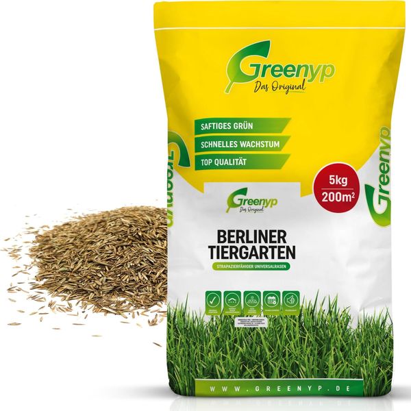 Greenyp® Berlin Tiergarten I Prato Universale Robusto E A Rapida Germinazione I 5 Kg Per 200 M² I Seme Di Prato Ornamentale Seme Di Prato Semina Di Prato Risemina Di Prato-image