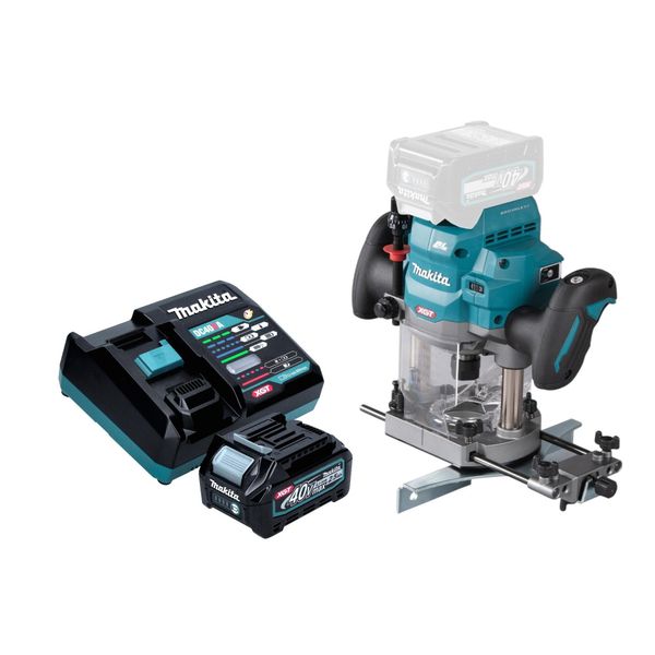 Makita Rp 001 GD101 Fresatrice A Batteria 40 V Max. 12 Mm Brushless + 1X Batteria Ricaricabile 2,5 Ah + Caricabatterie-image