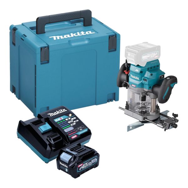 Makita Rp 001 GD101 Fresatrice A Batteria 40 V Max. 12 Mm Brushless + 1X Batteria 2,5 Ah + Caricabatterie + Makpac-image