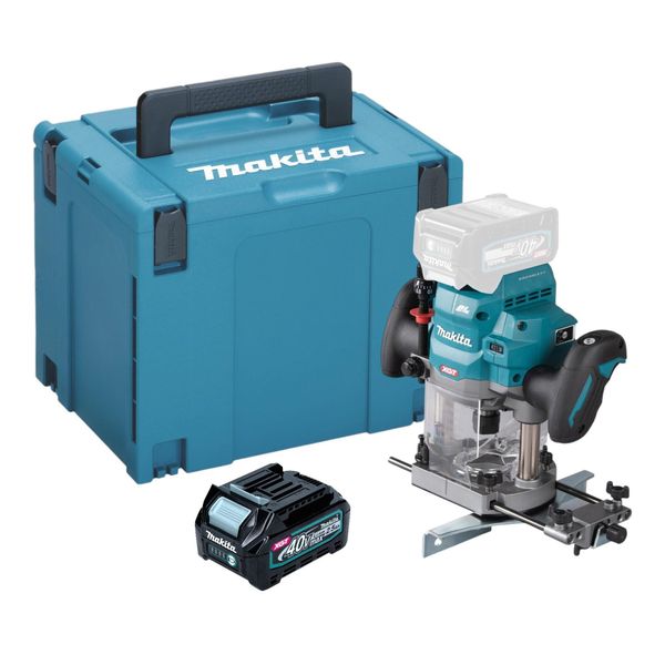 Makita Rp 001 GD101 Fresatrice A Batteria 40 V Max. 12 Mm Brushless + 1X Batteria Ricaricabile 2,5 Ah + Makpac - Senza Caricabatterie-image