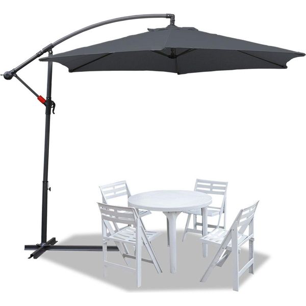 Ombrellone Clanmacy Ombrellone A Braccio Laterale Ombrellone Da Giardino Gazebo 350 Cm - Grigio-image