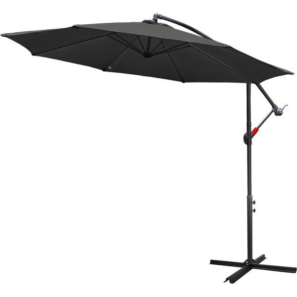 Aopunly Ombrellone Grigio Ombrello Sospeso Ombrellone Da Giardino Ombrellone Da Mercato Ombrellone A Manovella Balcone Ø 300 Cm-image