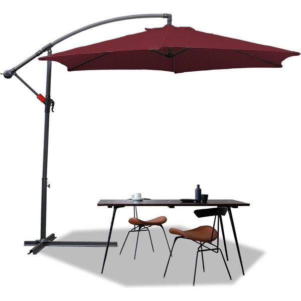 Tolletour Ombrellone Rosso Ombrellone Da Giardino Ombrellone Da Mercato Ombrellone Da Balcone Con Manovella Ø 3 M-image