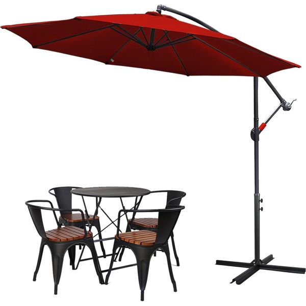 Ombrellone Clanmacy Rosso Ombrellone Da Giardino Ombrellone Da Mercato Ombrellone Da Balcone Con Manovella Ø 3 M-image