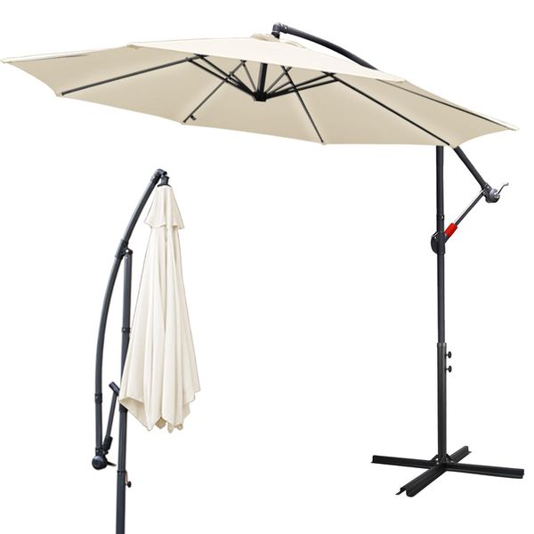Jayseuw Ombrellone Ombrellone A Braccio Laterale Ombrellone Da Giardino Gazebo 300 Cm - Beige-image