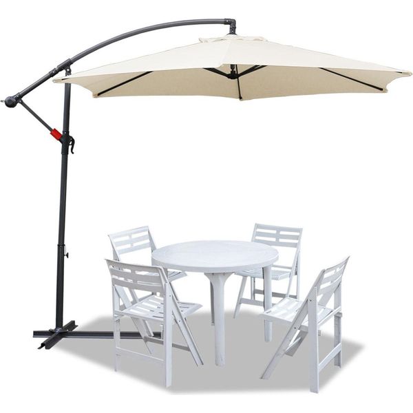 Tolletour Ombrellone Ombrellone A Braccio Laterale Ombrellone Da Giardino Gazebo 300 Cm - Beige-image