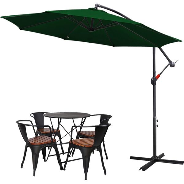 Ombrellone Hengda Ombrellone A Braccio Laterale Ombrellone Da Giardino Gazebo 300 Cm - Verde-image