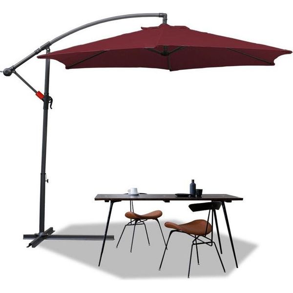 Ombrellone Jopassy Rosso Ø350Cm Ombrellone A Braccio Laterale Ombrellone Da Giardino Ombrellone Da Mercato Ombrellone Da Balcone In Alluminio Inclinabile-image