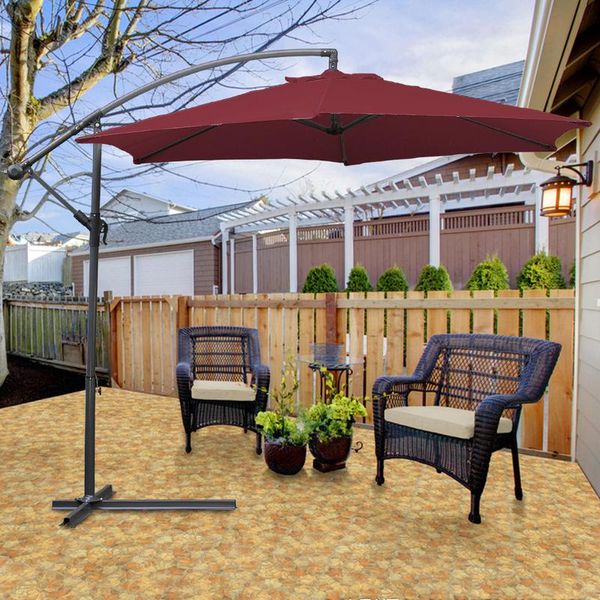 Fiqops Ombrellone Rosso Ø350Cm Ombrellone Pensile Da Giardino Ombrellone Da Mercato Ombrello A Manovella Balcone Alluminio Inclinabile-image