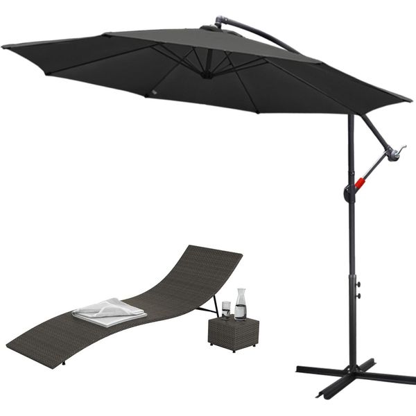Ombrellone Clanmacy Ombrellone A Braccio Laterale Ombrellone Da Giardino Gazebo 300 Cm - Grigio-image