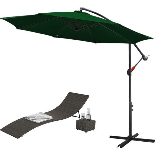 Ombrellone Clanmacy Ombrellone A Braccio Laterale Ombrellone Da Giardino Gazebo 300 Cm - Verde-image