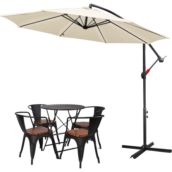 Ombrellone Clanmacy Ombrellone A Braccio Laterale Ombrellone Da Giardino Gazebo 300 Cm - Beige-image