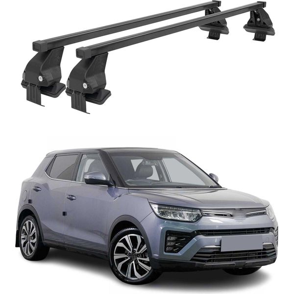 Portapacchi Menabo Per Ssangyong Tivoli 2015-2023 Acciaio Nero 2 Pezzi-image