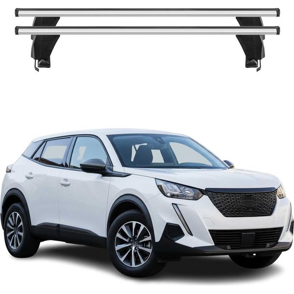 Portapacchi Menabo Per Peugeot 2008 Ii 2019-2025 Grigio Alluminio 2 Pezzi-image