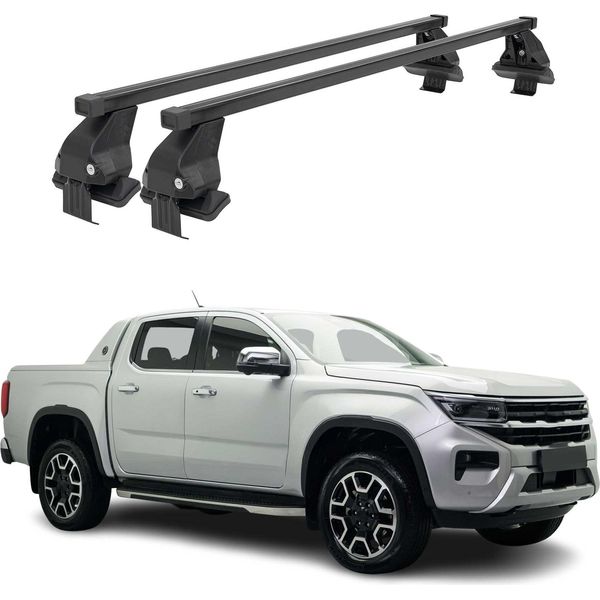 Portapacchi Menabo Per Vw Amarok Mk2 2022-2025 Acciaio Nero 2 Pezzi-image