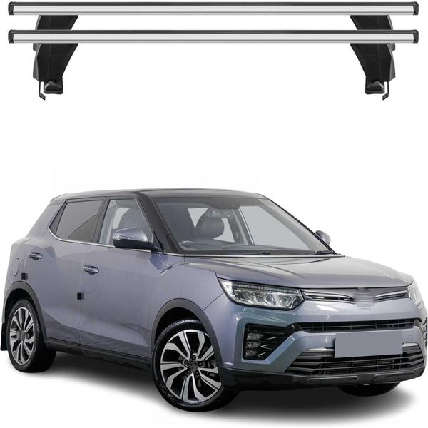 Portapacchi Menabo Per Ssangyong Tivoli 2015-2023 Grigio Alluminio 2 Pezzi-image