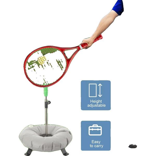 Ausilio Per L'allenamento Del Tennis, In Acciaio Inox E Pvc, Regolabile In Altezza, Adatto A Tutte Le Fasce D'età, Per L'auto-Allenamento Di Dritto E Rovescio, Per Uso Interno Ed Esterno-image