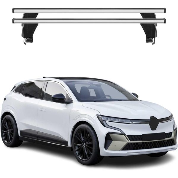 Portapacchi Menabo Per Renault Megane E-Tech 2021-2025 Grigio Alluminio 2 Pezzi-image